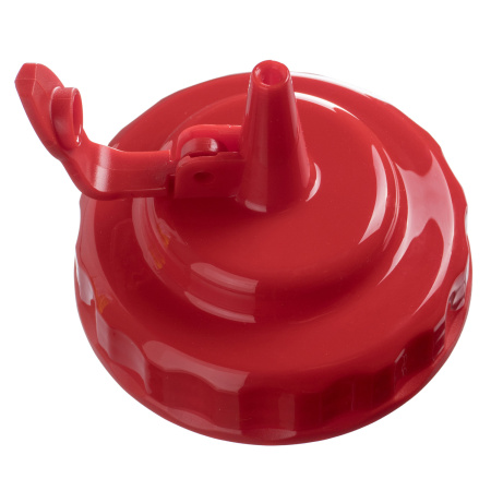 Емкость для соуса 1000 мл. d=75 мм. h=295 мм. c 2 крышками, широкая прозрачная, крышки красные GP /1/96/