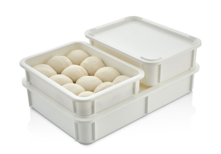 Контейнер для теста 300*400* 75 мм. (-20/+70℃) прямой, сплошной, мороз-кий, белый полиэт.(крышка 76806) GP /1/12/