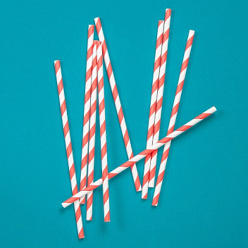 Трубочки кокт. 0,8*23 см. 250 шт/уп. бумажные, белые с красной полосой /1/40/ АКЦИЯ