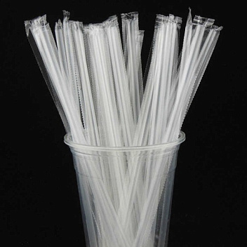 Трубочки кокт. 0,6*24 см. 600 шт/уп. прямые прозрачные в ИНДИВИД. УП. Кола /1/6/ АКЦИЯ