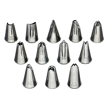 Набор кондитерских насадок 12 шт нерж. для мини-капкейков и пирожных /1/ АКЦИЯ